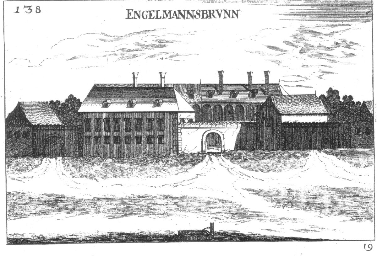 Ein Kupferstich von Georg Matthäus Vischer ist die einzige Darstellung vom Schloss von Engelmannsbrunn, das 1740 abgerissen wurde.